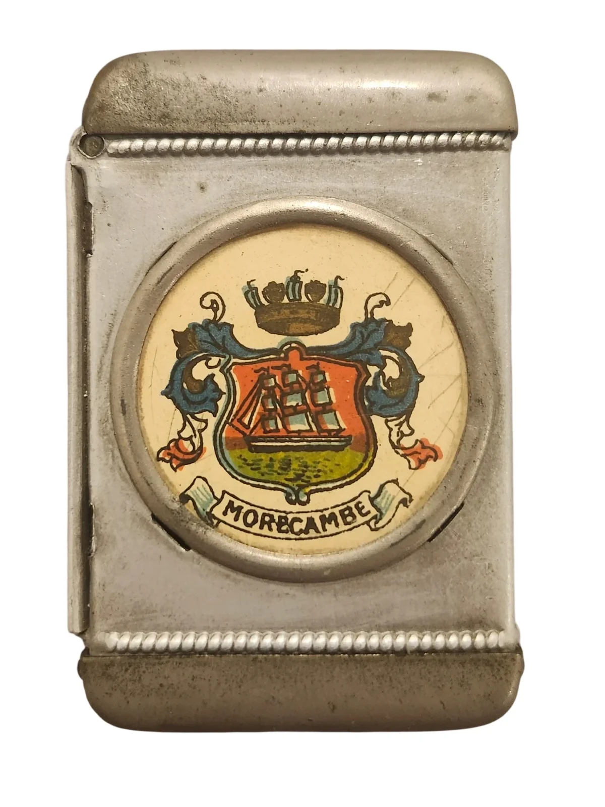 Vintage Metal Match Holder with Morpeth Crest